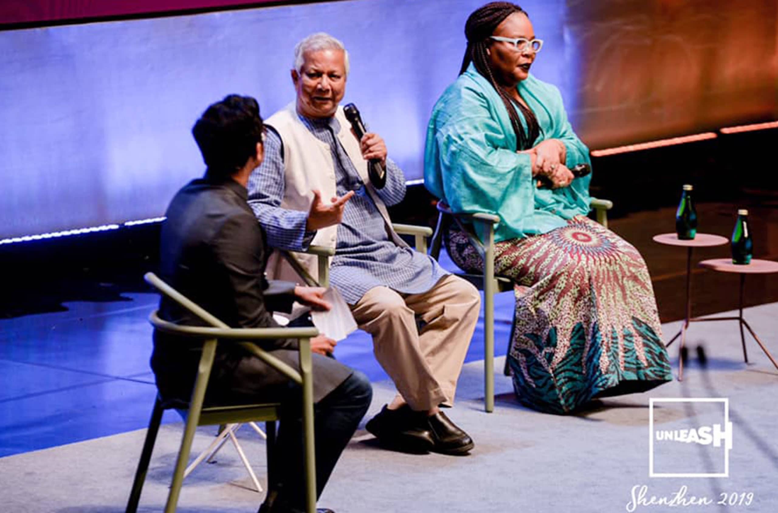 Mohammed Yunus, Bangladesh and Leymah Gbowee, Liberia respectively 2016 and 2011 Nobel Prize winners. Photo: UNLEASH 