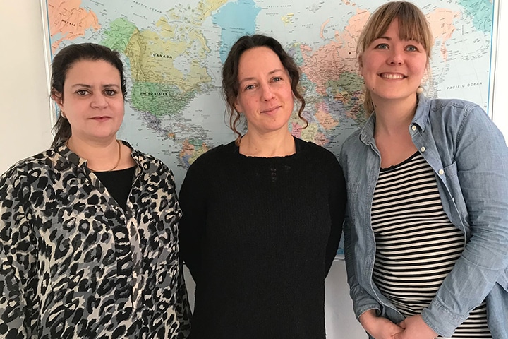 New staff. From the left: Anissa Bedoi, Project Coordinator; Shirley Pollak, Research Programme Manager; Cecilie Holdt Rude, Capacity Development Advisor
